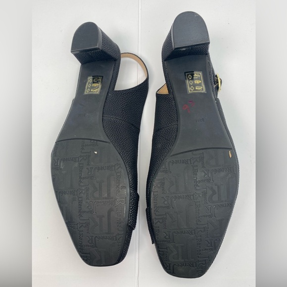 J.Renee Venda Black Closed Toe SlingBack Classic Pumps with Gold Hardware - Picture 5 of 7